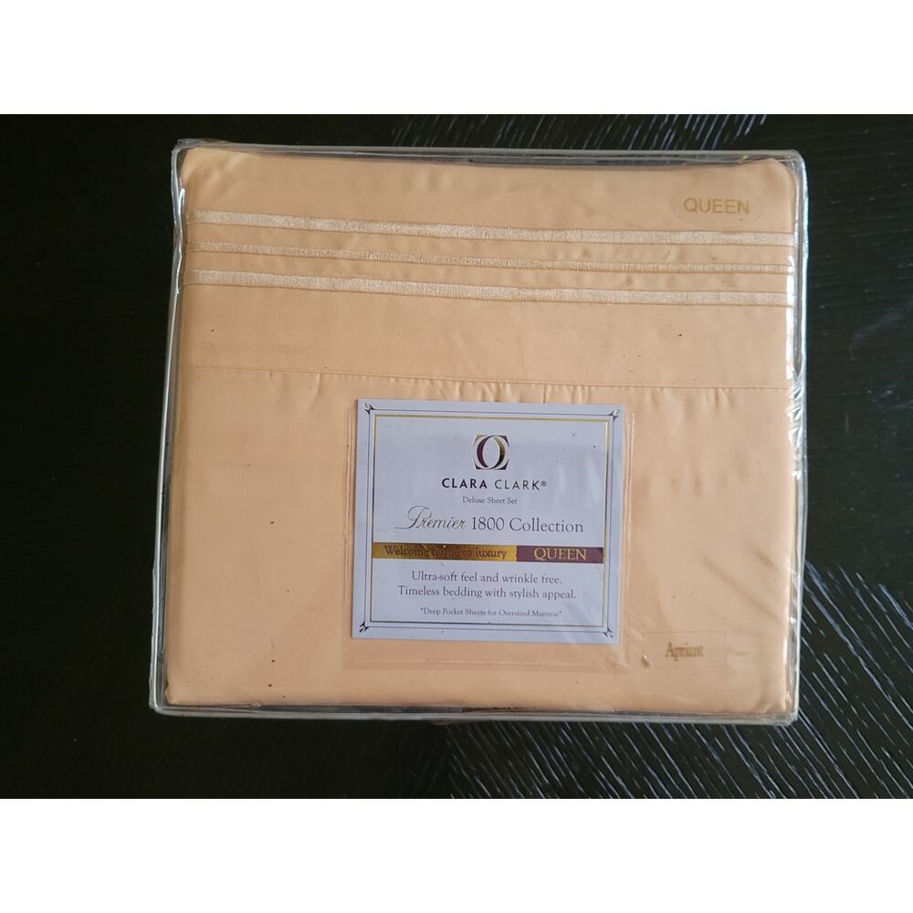 Clara Clark Premier 1800 Collection Queen Sheet Set Apricot Color NEW In Package